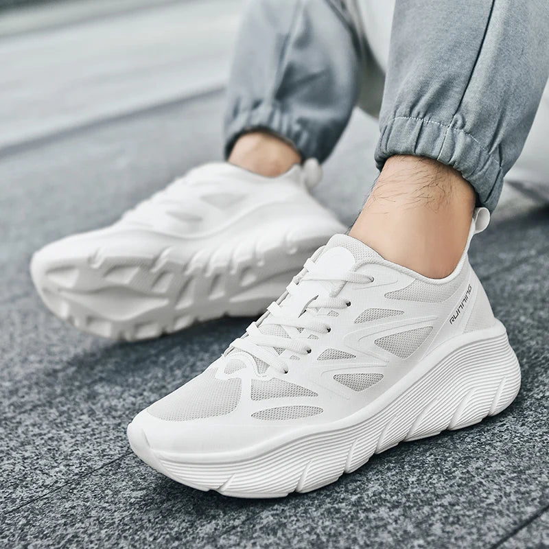 Baskets de Course Respirantes a Semelle epaisse blanc2