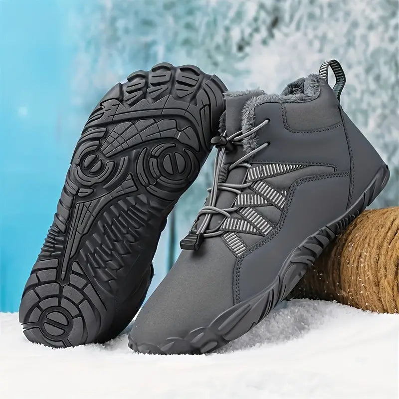Bottes de Neige Pieds Nus - Confort, Chaleur et Style pour Hiver-gris2