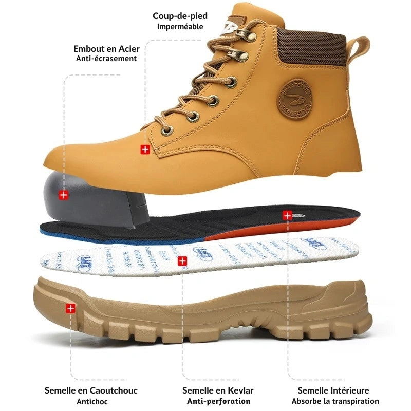 Bottes de Securite Legeres avec Embout en Acier - Pour Hommes jaune4