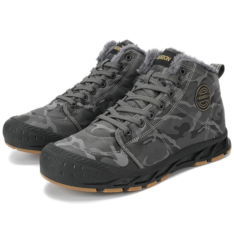 Bottines d'Hiver Confortables et Fourres - Pour Hommes gris1