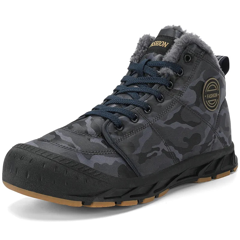 Bottines d'Hiver Confortables et Fourres - Pour Hommes gris bleu