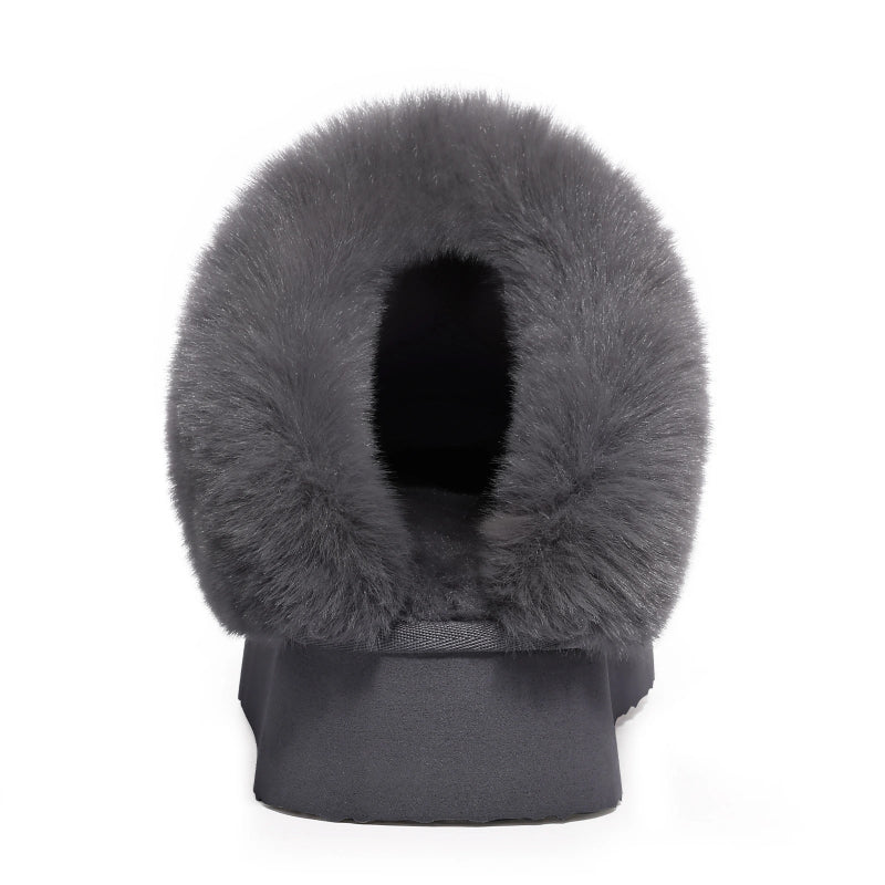  Chaussons d'Hiver Chaudes Fourrees gris1