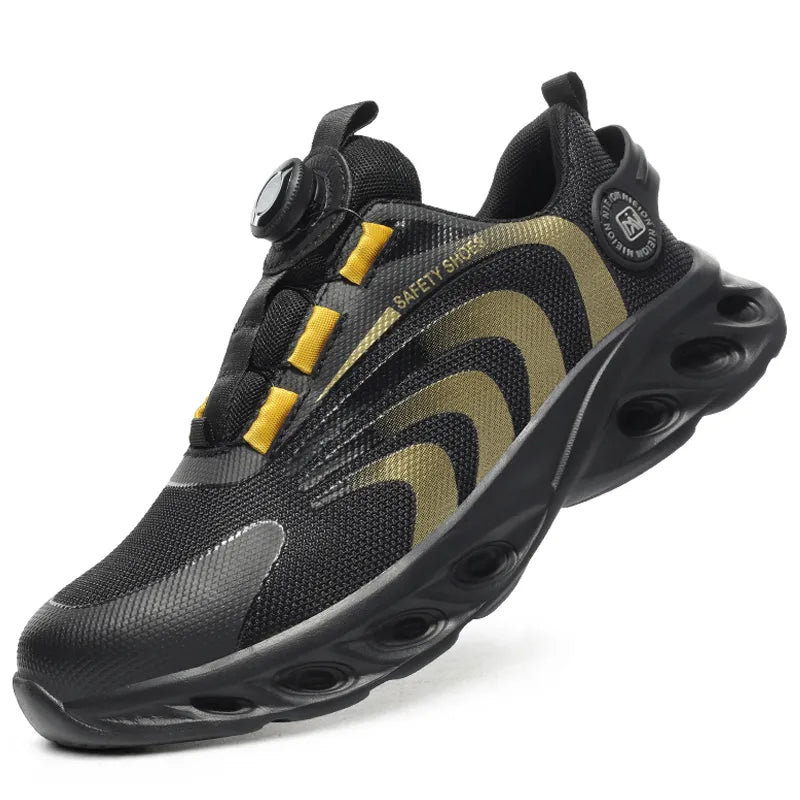 Chaussures de sécurité et protection avec lacet à bouton rotatif - hommes et femmes jaune