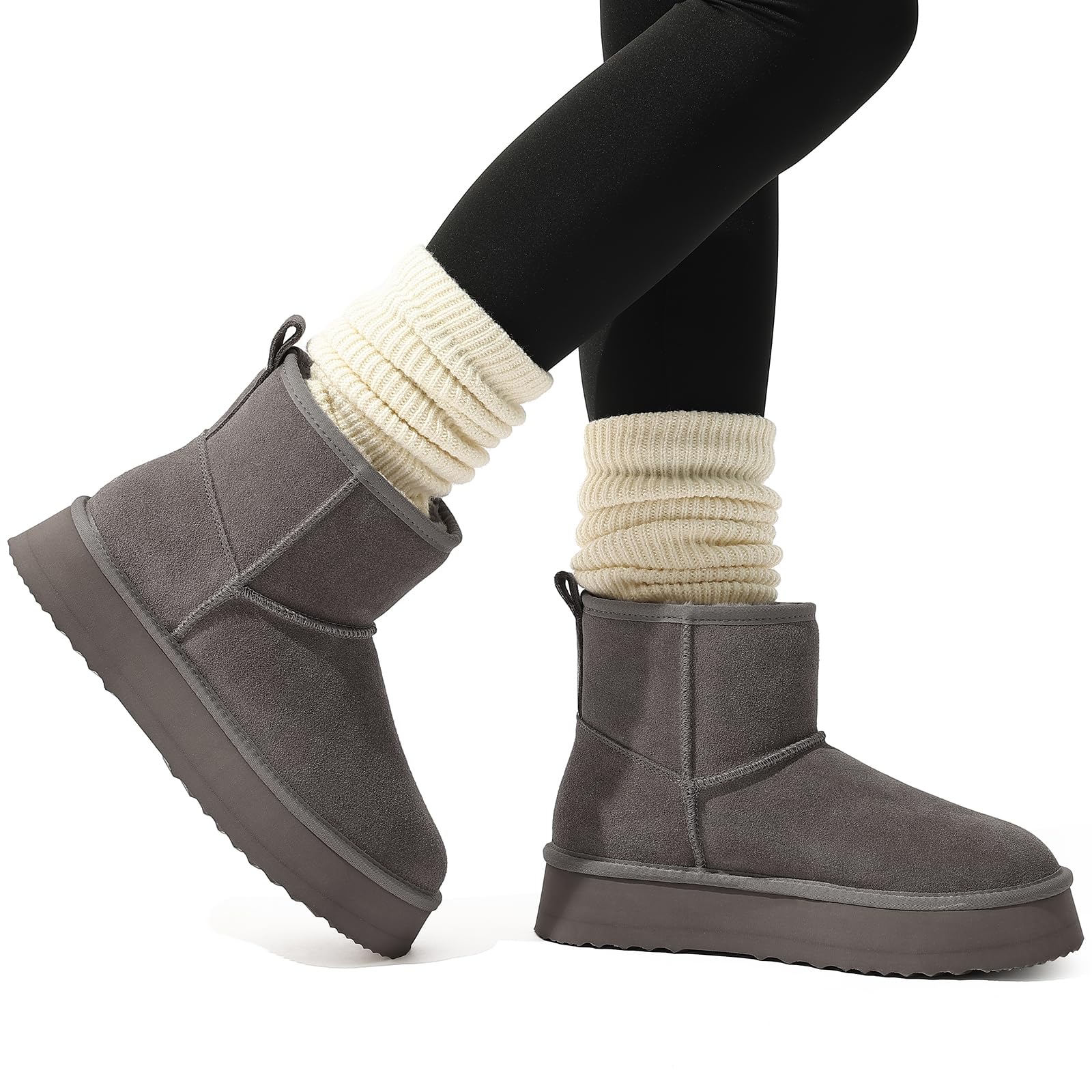 Women's Platform Round Toe Warm Ankle Boots 