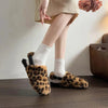 Pantoufles en Fourrure avec Talon Ouvert pour Femmes - Confort et Style elegant, Bande elastique Ajustable leopard