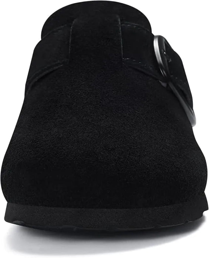 Sabots en Cuir Suede avec Grande Boucle noir3