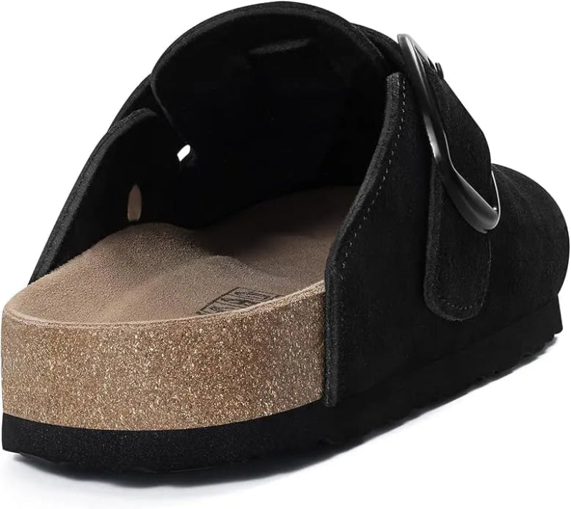 Sabots en Cuir Suede avec Grande Boucle noir4