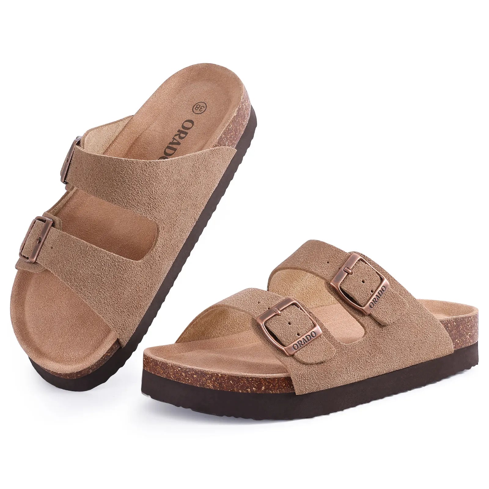 Flache Sommersandalen aus Kork