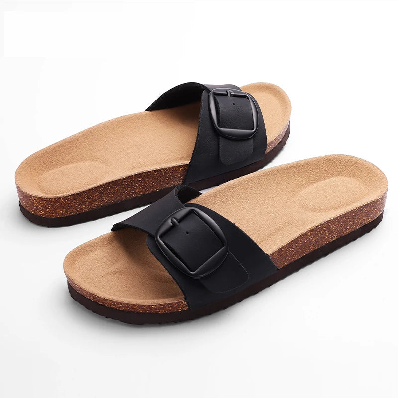 Sandales Confortables à Boucle Simple noir