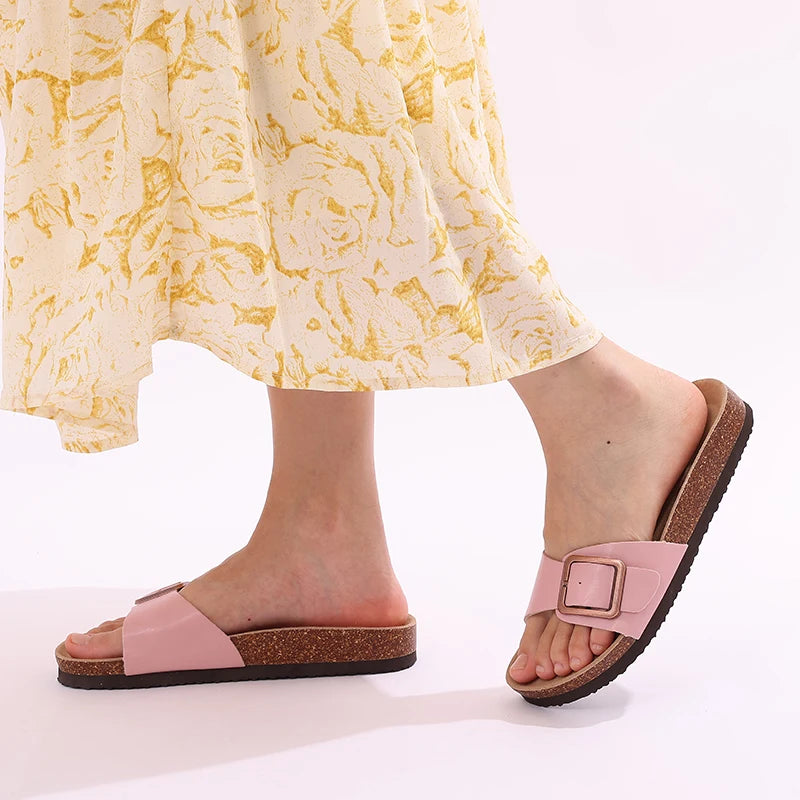 Sandales Confortables à Boucle Simple rose2