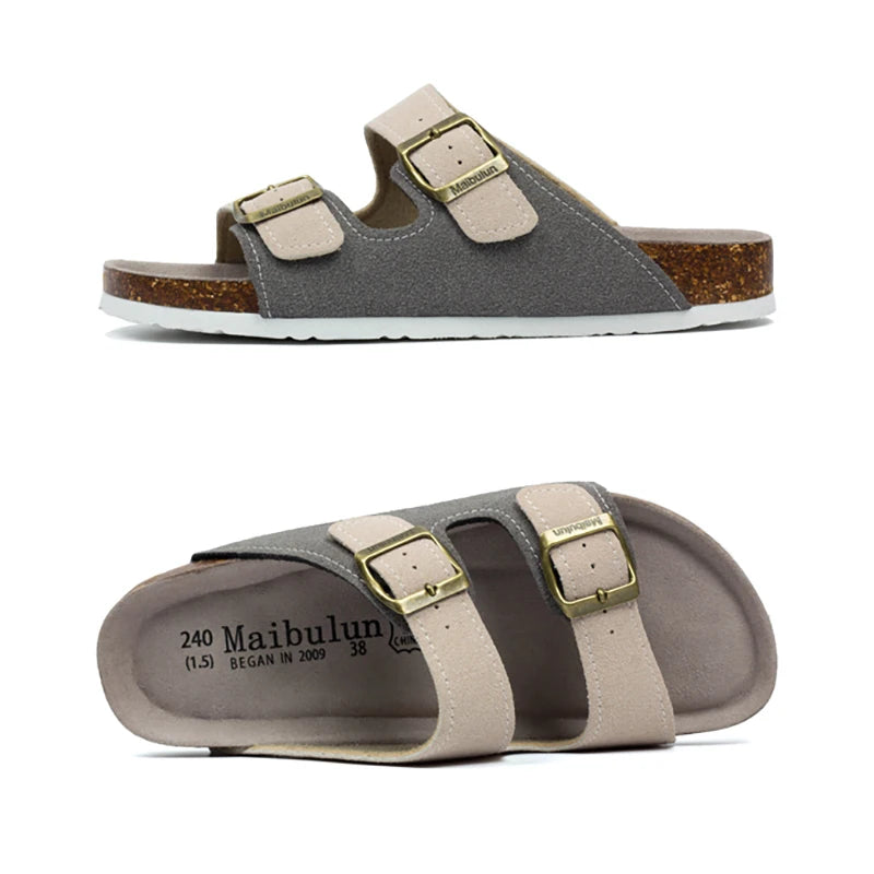Sandales Confortables a Double Bride gris