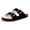 Sandales Doublees en Fourrure avec Double Bride noir