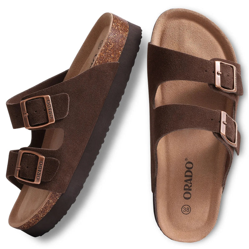 Sandales Plates dete en Liege marron2
