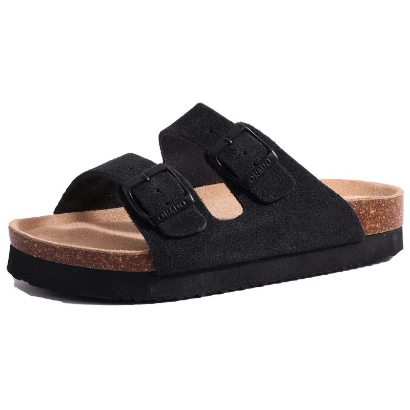 Sandales Plates dete en Liege noir
