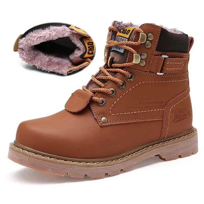 bottes-dhiver-retro-avec-ou-sans-fourrure-confort-et-resistance-unisexe marron avec fourrure 2