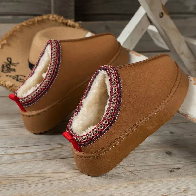 Women's Fur Lined Platform Slippers 